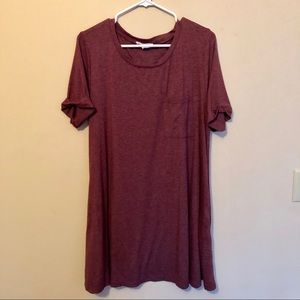 Burgundy pocket T-shirt dress